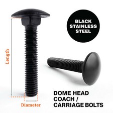 M5 M6 M8 A2 Black Stainless Steel Carriage Bolts Cup Square Dome Coach Screws