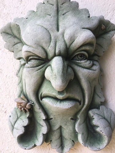 Grumpy green man wall - man,