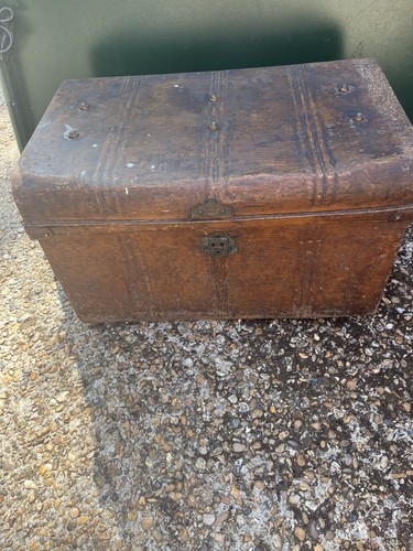 Antique metal travel - metal, trunk