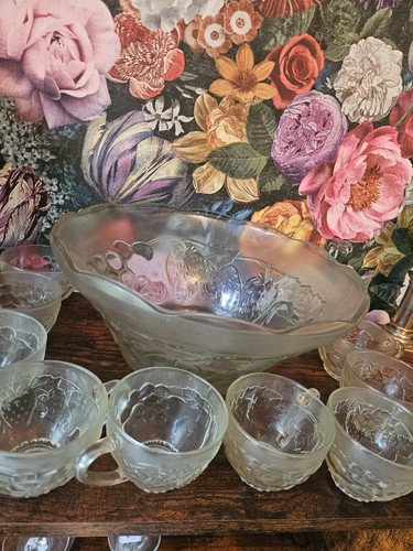 Large frosted glass punch - large, bowl