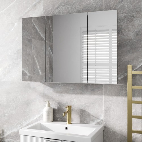 Triple door bathroom mirror - bathroom,