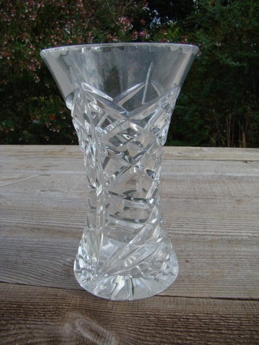 Vintage clear glass vase - glass,