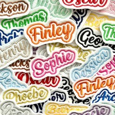 Personalised Embroidered Name Patch Iron On & Sew On Custom Text Badge Label P2