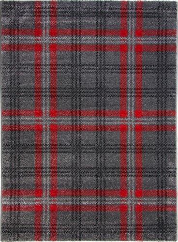 Silver tartan rug red plaid - rug,