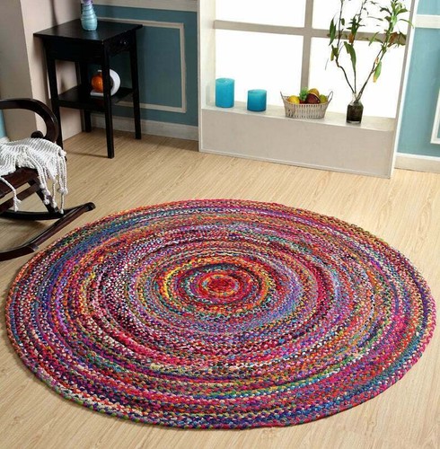 Rug cotton round reversible - round,