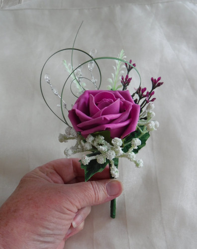 Pink rose corsage buttonhole - pink,