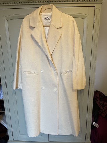 Zara ecru white wool coat - white,