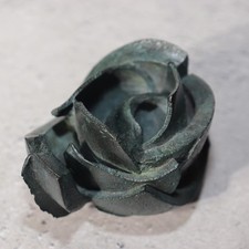 Japanese Bronze Rose Flower Sculpture by Ryokichi Mukai Signed w/ Box Art BOS962