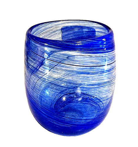 Blue glass round - glass, tumbler