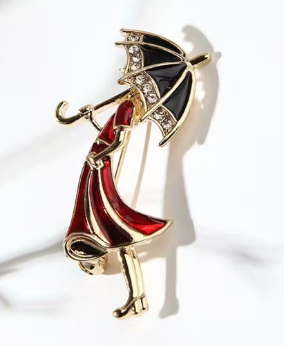 Enamel lady with crystal - with,