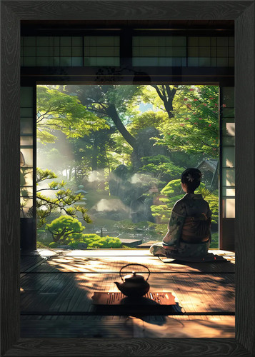 Japan zen garden framed - japan, wall
