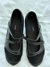 Skechers Shape-Up Black Leather Mary Jane Rocker Toning Sandal Shoe Size 6