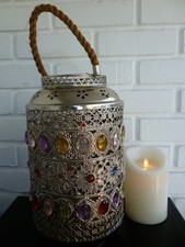 Jewel Artificial Candle Holder & Artificial Candle Large Indian/Moroccan/Ethnic