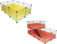 BLACK  C&C GUINEA PIG CAVY LARGE INDOOR PLAY PEN CAGE METAL GRID MESH CUBE