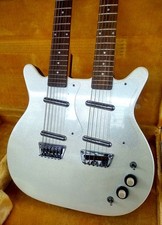 Danelectro DBN612WH Twin Neck 6/12 Vintage 1990's Pearl White Sparkle Hard Case!