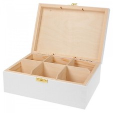 White Wooden Tea Box for 6