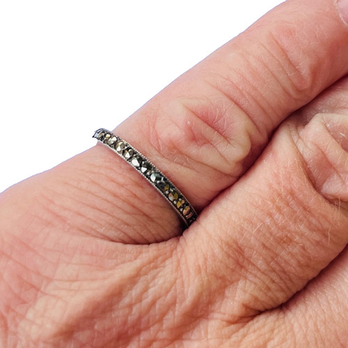 Vintage silver band ring with - vintage,