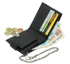 Mens Real Leather Biker Rider Wallet With Coin Pocket And Safety Metal Chain #06