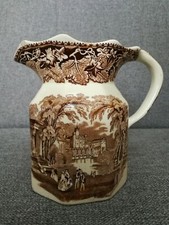 VINTAGE MASONS IRONSTONE CHINA-VISTA BROWN JUG - H160mm