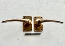 VINTAGE BRONZE LEVER DOOR HANDLES & BAR. IN GOOD ORDER. 1950s 