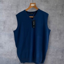 James Pringle Men's Blue Sleeveless Sweater Vest L Autumn Winter Office New