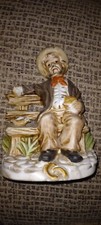 1970’s Vintage Porcelain Figure Of Old Man Seated On Bench Feeding A Bird