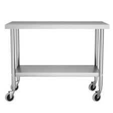 Stainless Steel Catering Kitchen Prep Work Table Heavy Duty Work Bench On Wheels