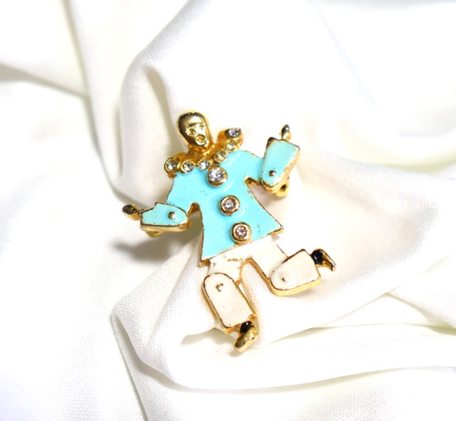 Vintage small goldtone aqua - vintage,