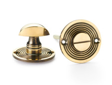 Aged Solid Brass Beehive Bathroom Thumb Turn Release Door Internal Reeded