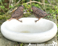 Bird Bath Feeder Bowl, stone & aged bronze effect, wren garden bird lover gift