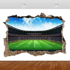 Rugby Club Player Stadium Goal 3D Smashed Wall Sticker Poster Vinyl Mural S367