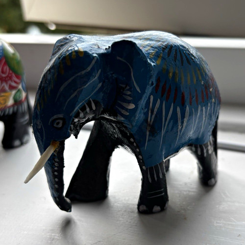 Blue elephant ornament - blue,