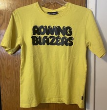 Rowing Blazers NY Ginza Bubble Letters Yellow Tee Spell Out Logo T Shirt Size XS