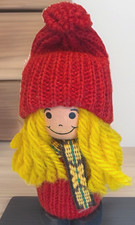 Vintage Swedish Christmas Winter Girl Gnome Tomte Wood Made in Sweden 4" Tall