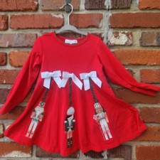 Bonnie Jean girls chirstmas holiday Sz 2-4 Red Party Pictures Soliders