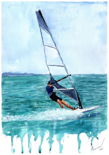 Painting wind surfer - painting,