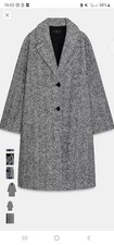 Zara Herringbone Coat Size L