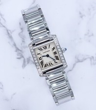 Ladies Cartier Tank Francaise with VVS Diamond Bezel - Boxed.