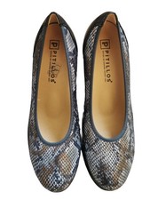 Pitillos Wedges Size 6 UK 40 EU Women Blue Silver Leather Animal Print Comfort