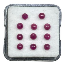 2.3 Cts Natural Ruby 11 Pcs Lot 3mm Round Cabochon Beautiful Red Loose Gemstones