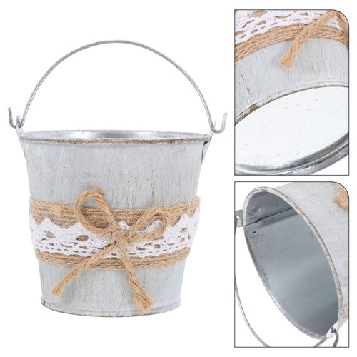 Iron flower bucket vintage - iron,