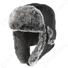 Black Faux Leather Ushanka