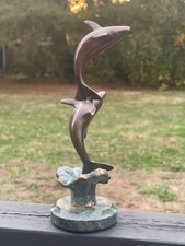 SPI Bronze Marble Dolphin Art Sculpture Figurine San Pacific International