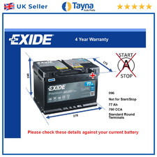 Car Battery EA770 Exide 096