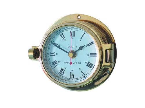 Brass barometer clock tide - clock,,