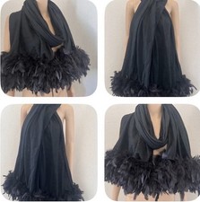 VTG 70s Black Wool Ostrich