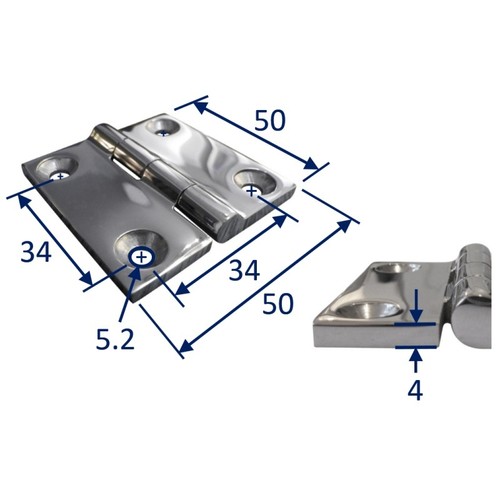 Stainless steel butt hinge - steel,