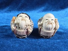 Shou Lao Longevity God Ivory oriental Prosperity figurine 2in Happy Netsuke