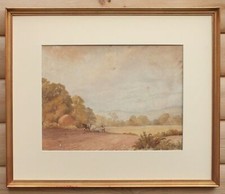 Plough Horses Vintage Watercolour Painting Farming Art English Landscape Framed