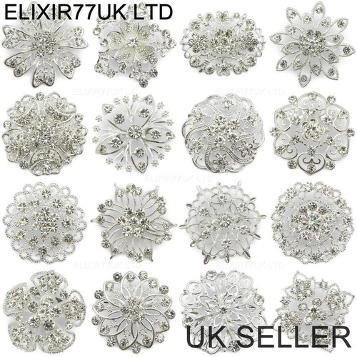 Diamante crystal silver pin - diamante,